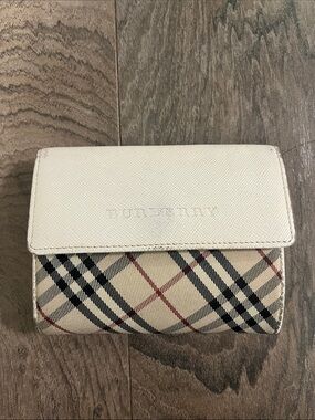 Burberry Cream Flap Check Compact Wallet